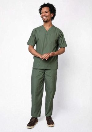 Classic Men's V-Neck (Olive) Scrub